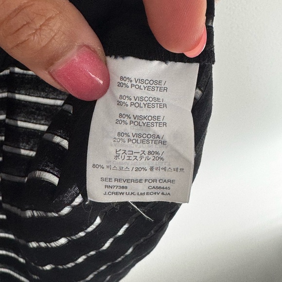 J. Crew Black Striped Sheer High-Low Short Sleeve Top – Women’s Size 0 - Picture 3 of 6